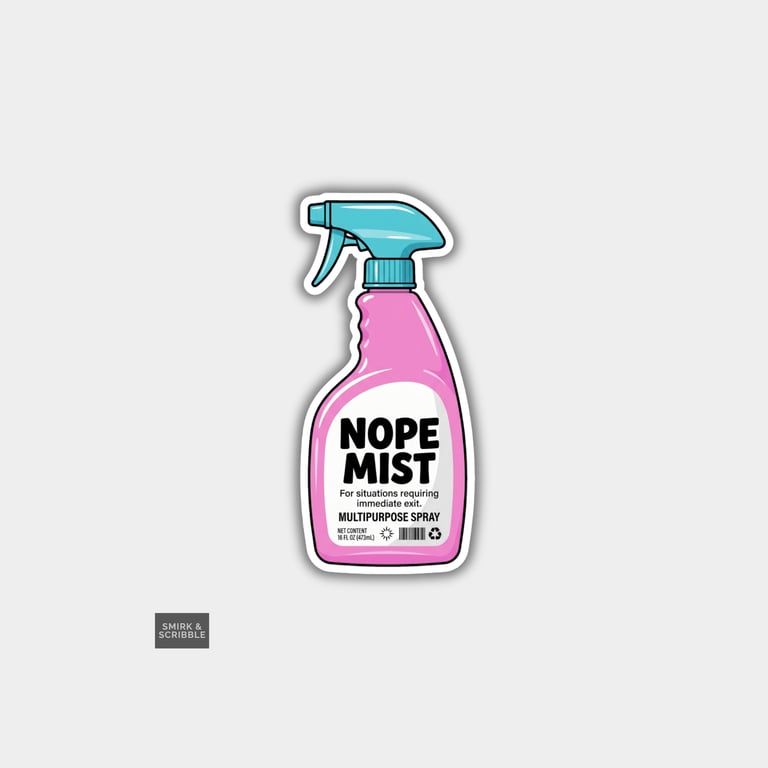Funny Snarky Spray Bottle Sticker For Adults - Nope Mist