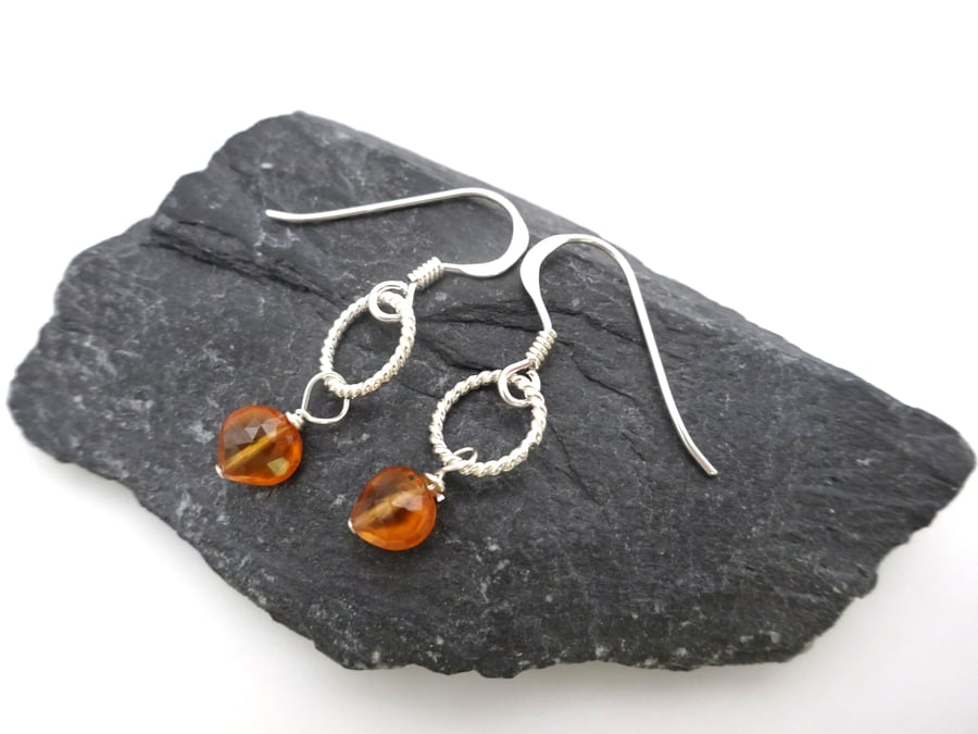 spessartine garnet gemstone earrings