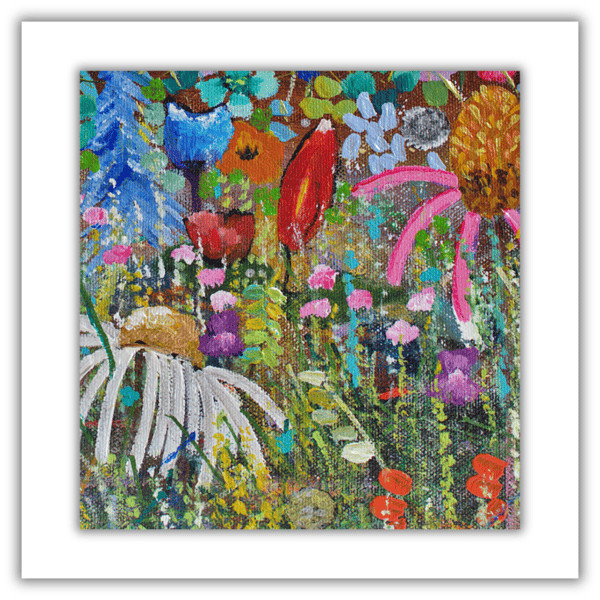 Small mounted flower painting - letterbox gift - acrylics - wildflowers