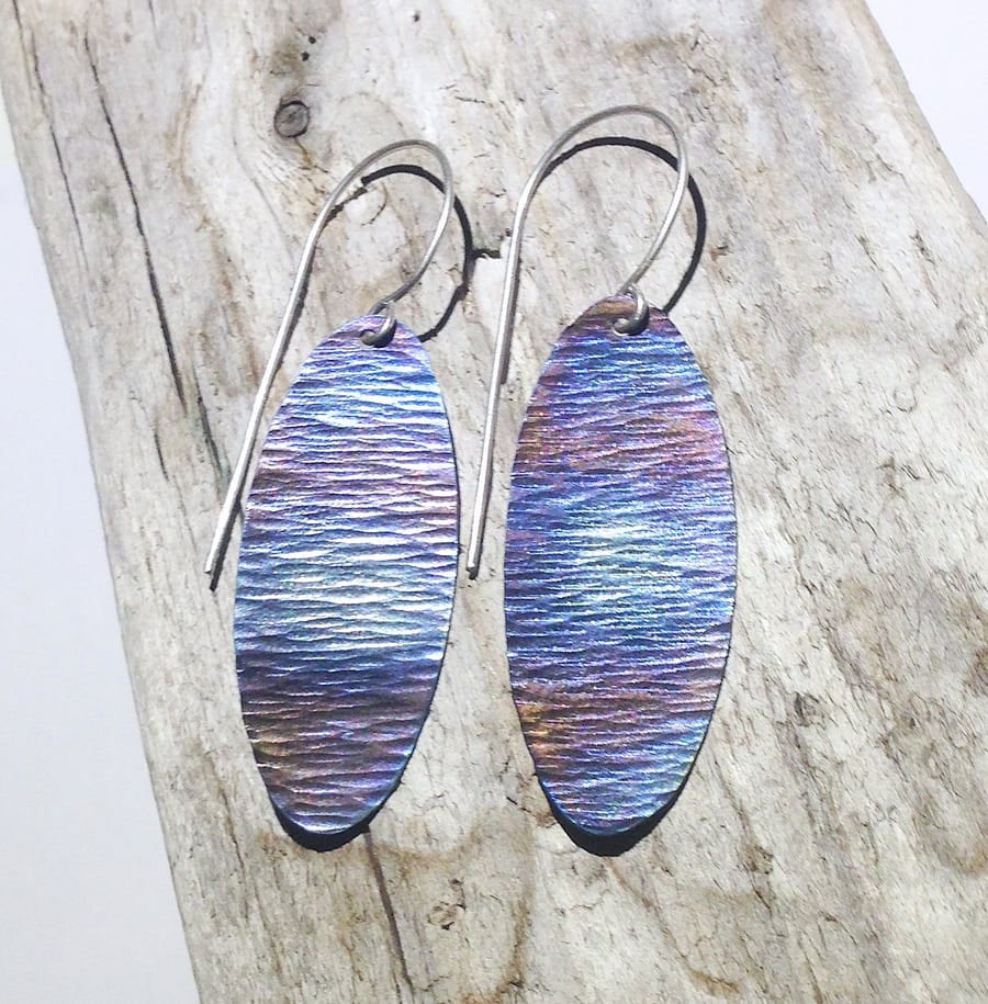  Handmade Coloured and Textured Titanium Earrings - UK Free Post