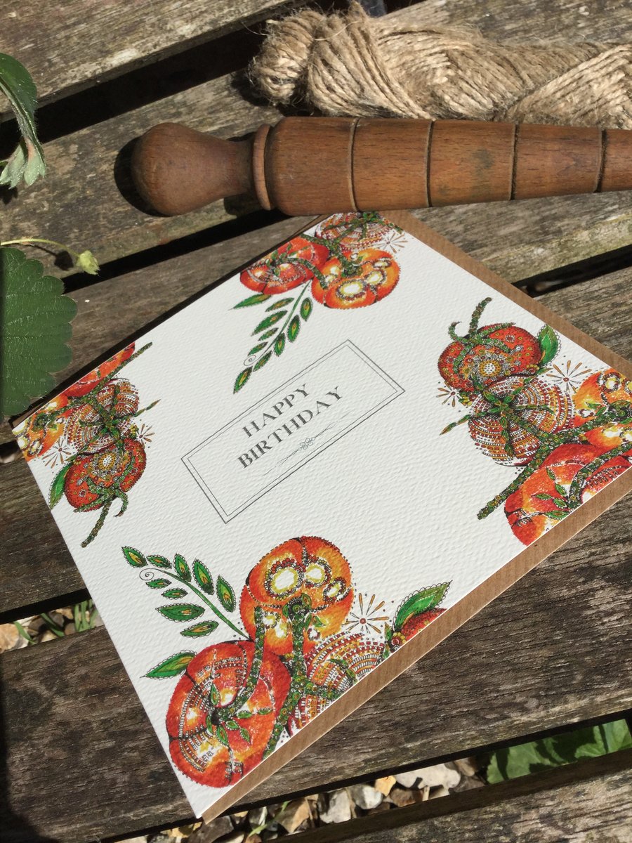 ‘Happy Birthday’ vine ripened Tomatoes Greeting card 