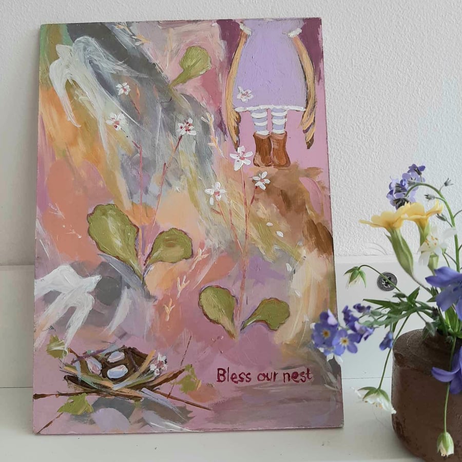 Bless are nest , small painting 