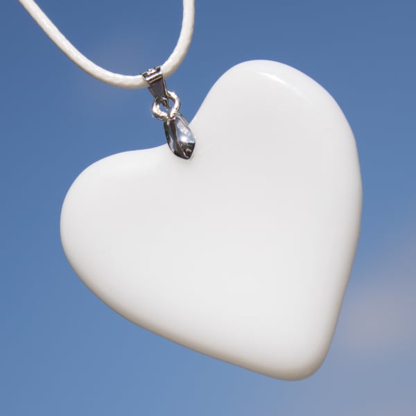 Pure & Simple - White Heart Pendant Necklace - 1097