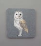 Barn owl coaster, melamine, cork backed - Image 2