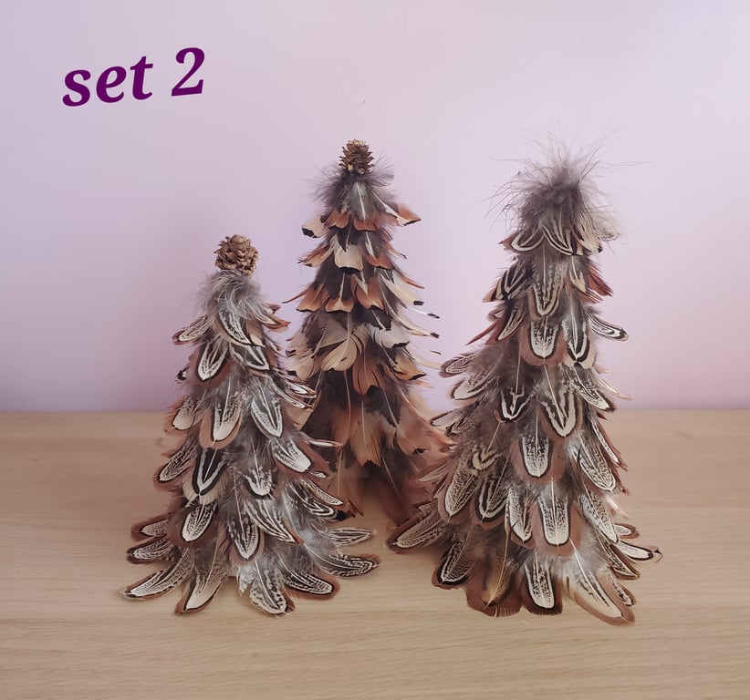 Christmas feather decorations Set 2