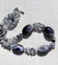 SALE Black Agate & Quartz Gemstone Chunky Statement Necklace "Black Rumba" - Image 5