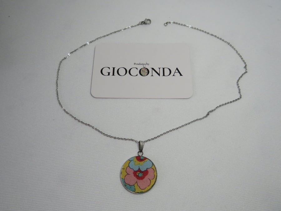 Hand Crafted Pretty Pendant - Made Using Liberty Print Fabric 
