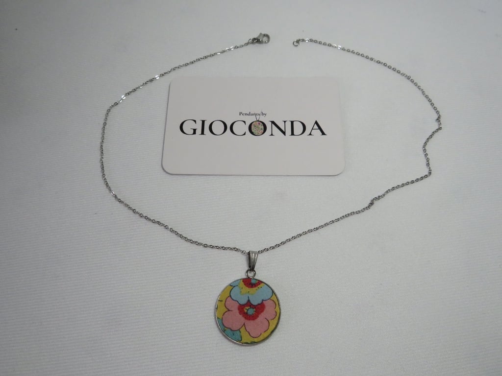 Hand Crafted Pretty Pendant - Made Using Liberty Print Fabric 