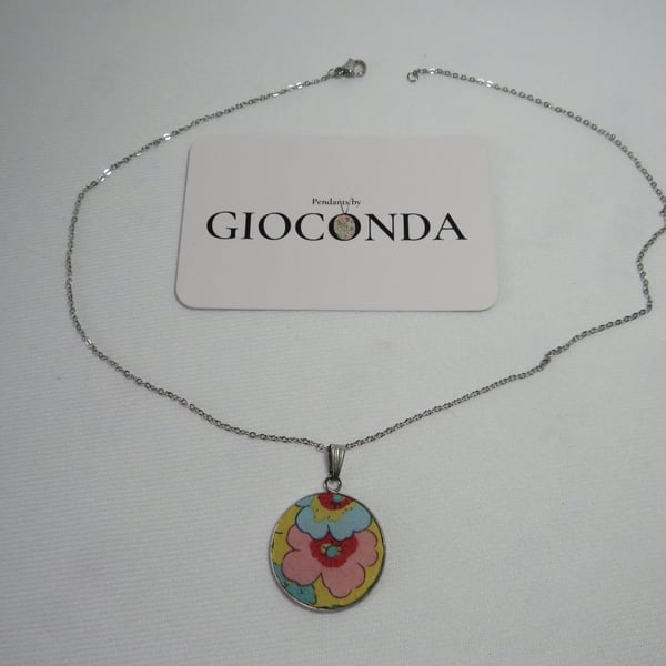 Hand Crafted Pretty Pendant - Made Using Liberty Print Fabric 