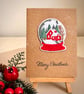 Christmas snow globe card embroidered winter cottage greeting traditional Xmas - Image 1