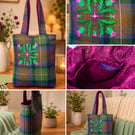 Isle of Skye tartan tote bag with thistle