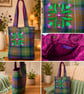 Isle of Skye tartan tote bag with thistle