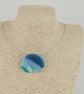 Deep Sea Blue Glass Pendant on Choker Necklace - Image 5