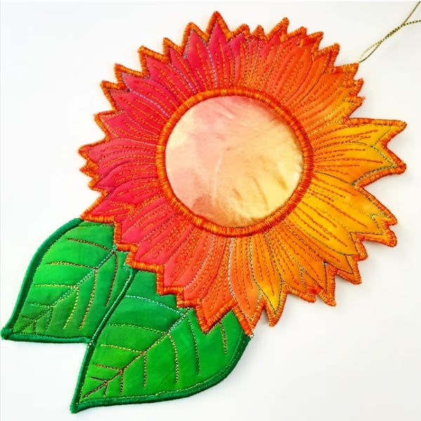 Sunflower Hanging Decoration Free Machine Embroidery Home Decor 