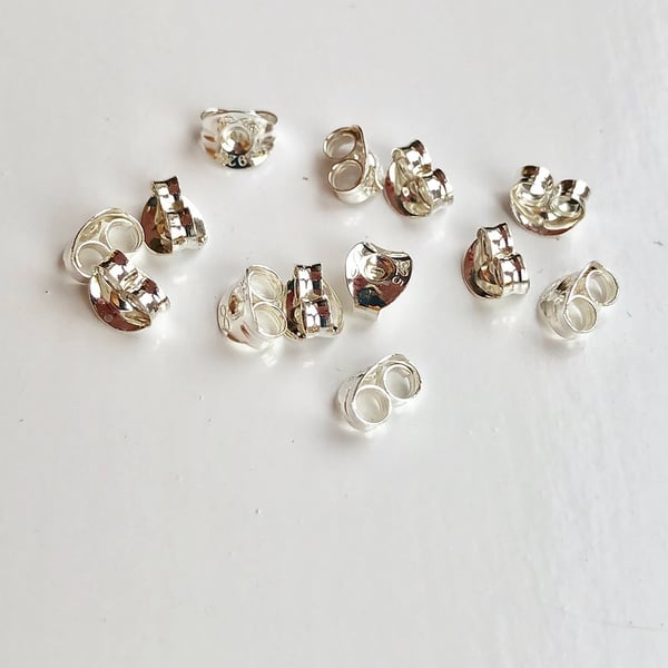 Spare Silver Backs Scrolls - Earring Backs Pair Silver Butterfly Backs for Studs