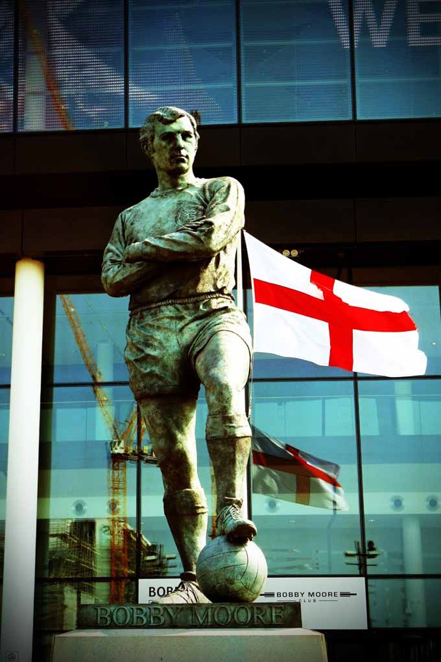 Bobby Moore Statue England Flag Wembley Stadium Photograph Print