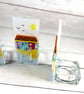 Cute coastal cottages - fused glass candle holder ornament  - Image 2