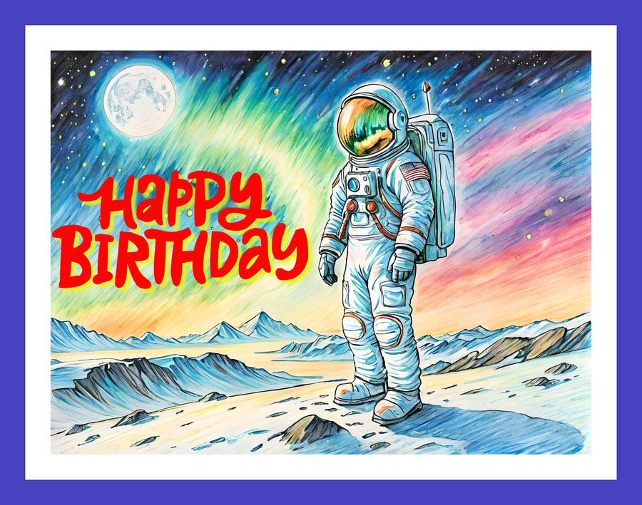 Happy Birthday Spaceman Greeting Card A5