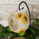 Glass Tea Light Holdef. Hanging. Sunflowers
