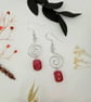 Sterling silver wire wrapped spiral dangle earrings with cherry quartz chunks - Image 2