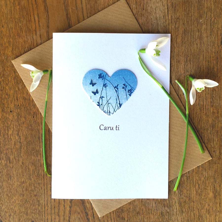 Caru ti ('Love you' in Welsh) Card