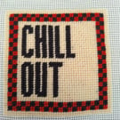 CHILL OUT Modern Needlepoint Chart PDF - Retro Checkered Tapestry Pattern