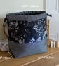 Drawstring project bag made with elegant monochrome fabrics in glamorous shades  - Image 7