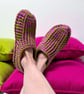 Apple & Magenta Crochet Cozy Slipper Socks - Image 2