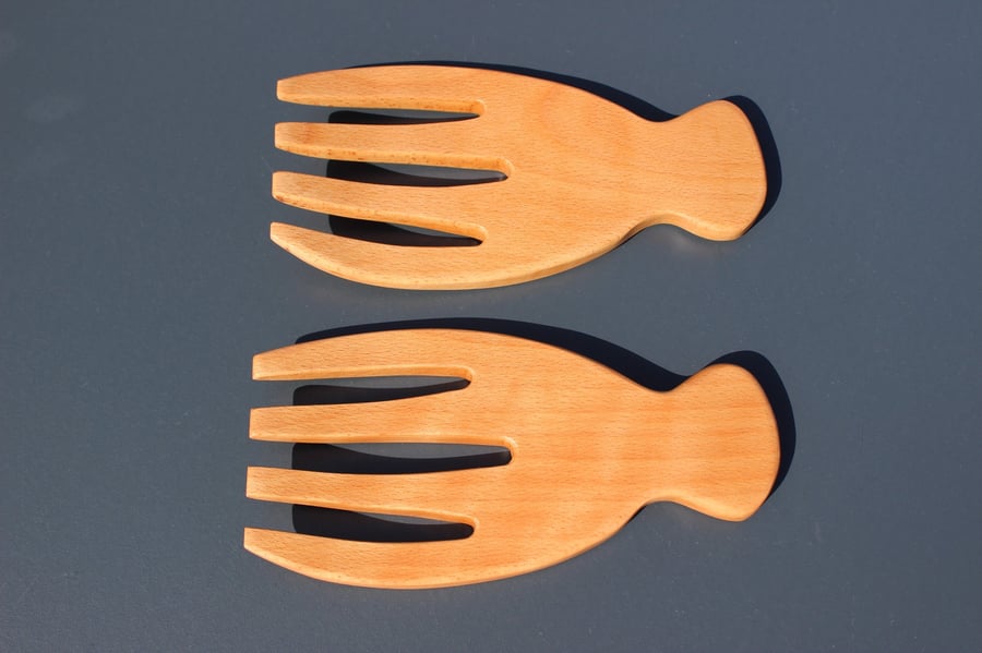 Handcarved Beech Wood Salad Hands - Salad Servers