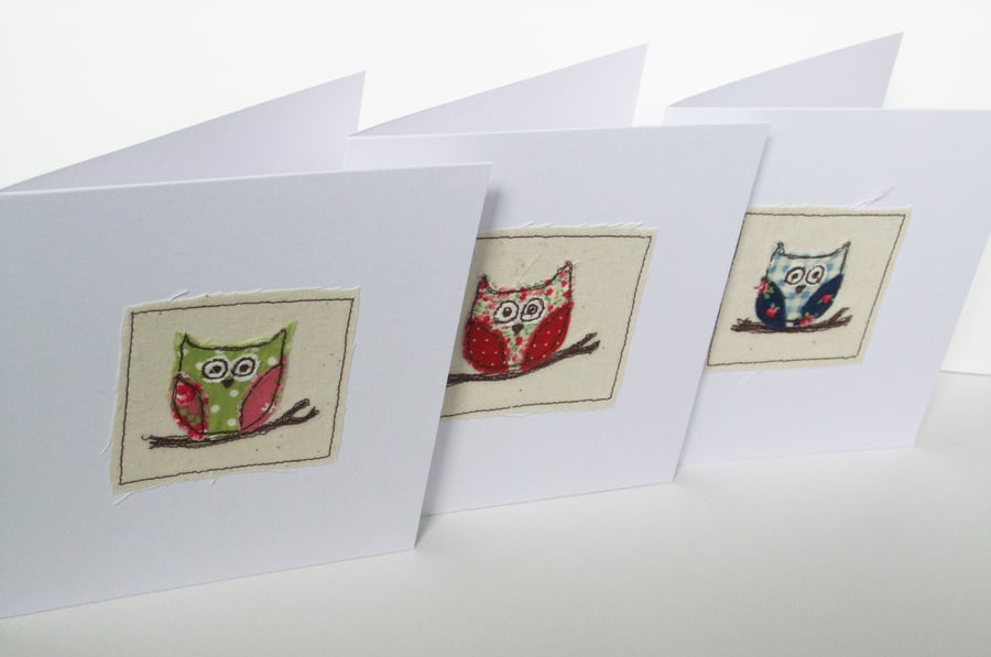 Owl Card - Machine Embroidered