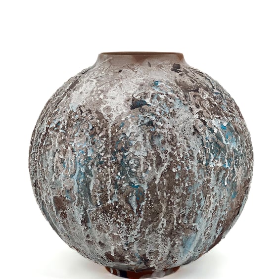 Hand Coiled Terracotta Crank Moon Jar 