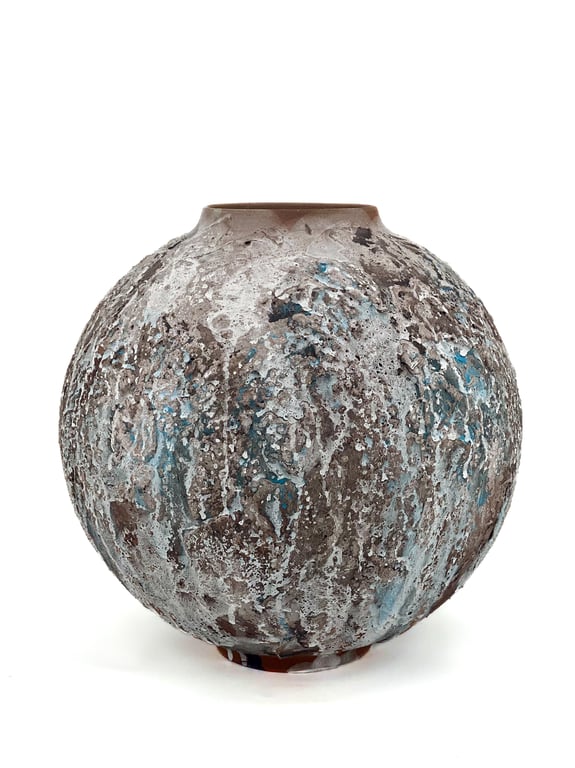 Hand Coiled Terracotta Crank Moon Jar 