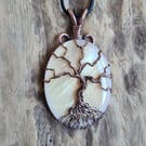 Tree of Life Copper & Pink Abalone Shell Pendant Necklace Gift Jewellery Jewelry