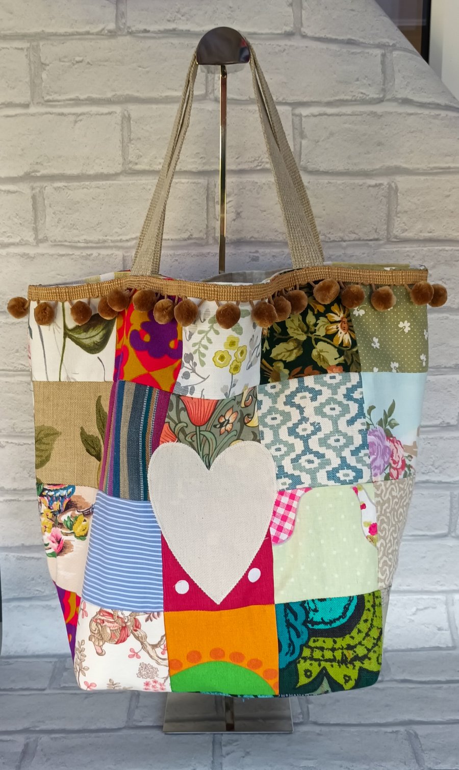 Patchwork tote, lined tote bag, shopping bag, scrappy range bag, free UK postage