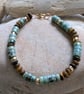 Turquoise, Gold and Tiger Eye Beaded Bracelet - Image 7