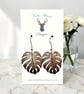 Charm Earrings - Large Silver Monstera Leaf