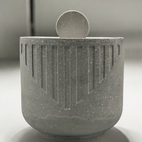 Trinket Pot with Lid - Grey Keepsake or Jewellery Box