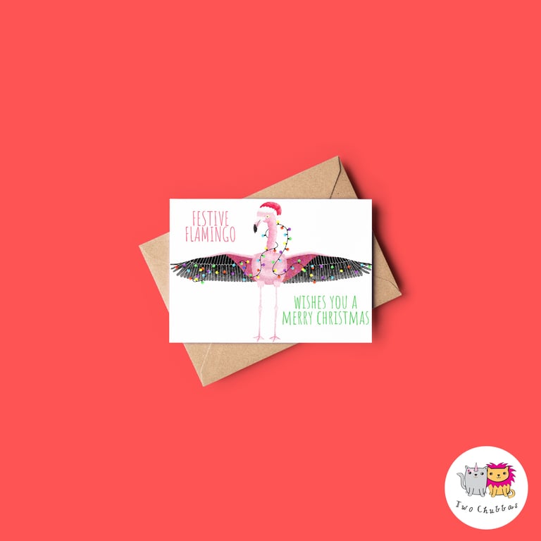 Flamingo Christmas Card, A6 Christmas Card, Cute Animal Christmas Card