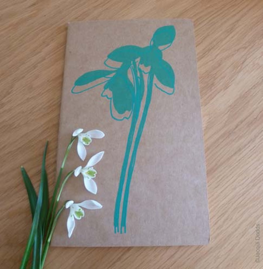 Snowdrops Moleskine notebook journal - Large, hand printed