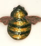Bumble Bee Brooch - in Stripes of Golden Yellow and Black Enamels - Image 1