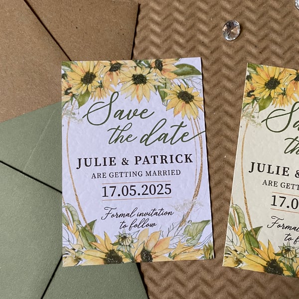 10 SAVE the DATE sunflowers and greenery luxury wedding invitations invites