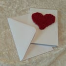 Handmade knitted heart card - Free Postage