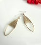 Polished Brass Oval Earrings with delicate wire weaving. - Image 1