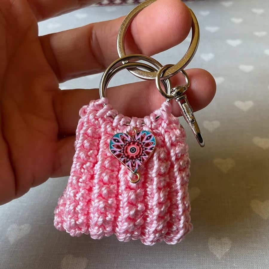 Mini crochet purse bag charm keyring
