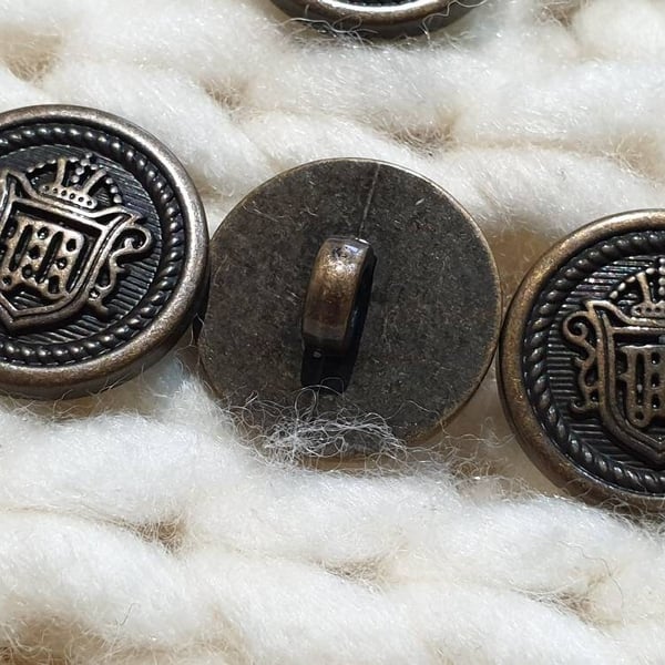 11 16" 18mm 28L Antique Brass Military Look Buttons Lightweight x 6