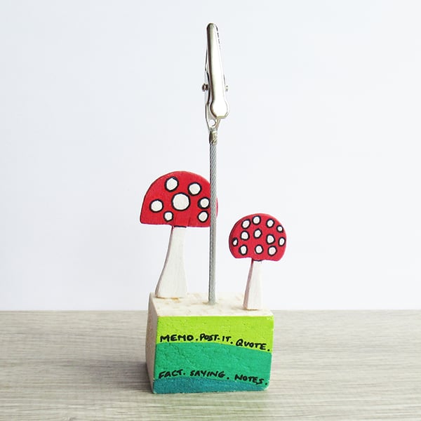 Mushroom memo or photo holder