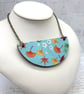 Imperfectly Perfect - Japanese foliage fabric and wood statement necklace - Image 8