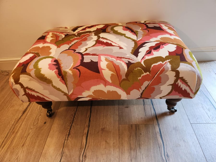Handmade footstool, Upholstered coffee table in Harlequin Calathea velvet
