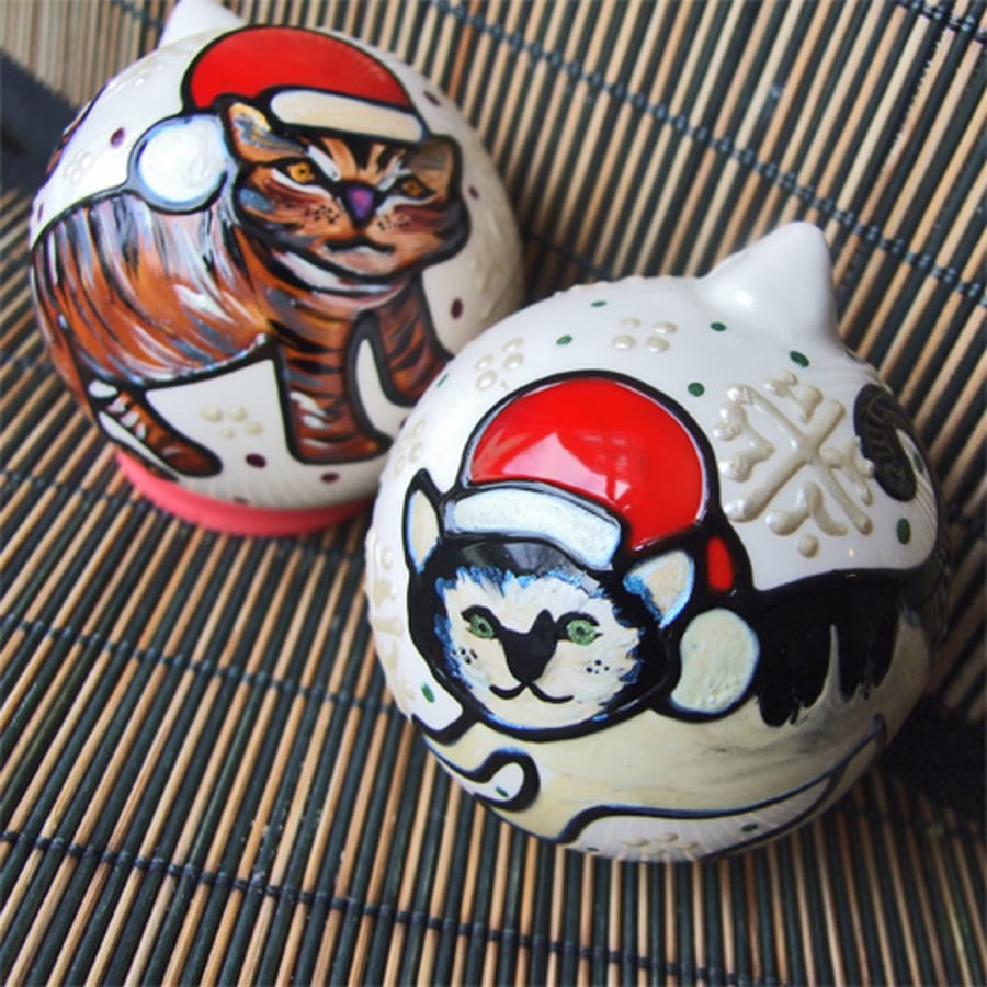 Personalised Cat Bauble Decoration for Christmas or Yule