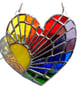 Sun Heart Suncatcher Stained Glass Rainbow Rays Handmade 009 - Image 4